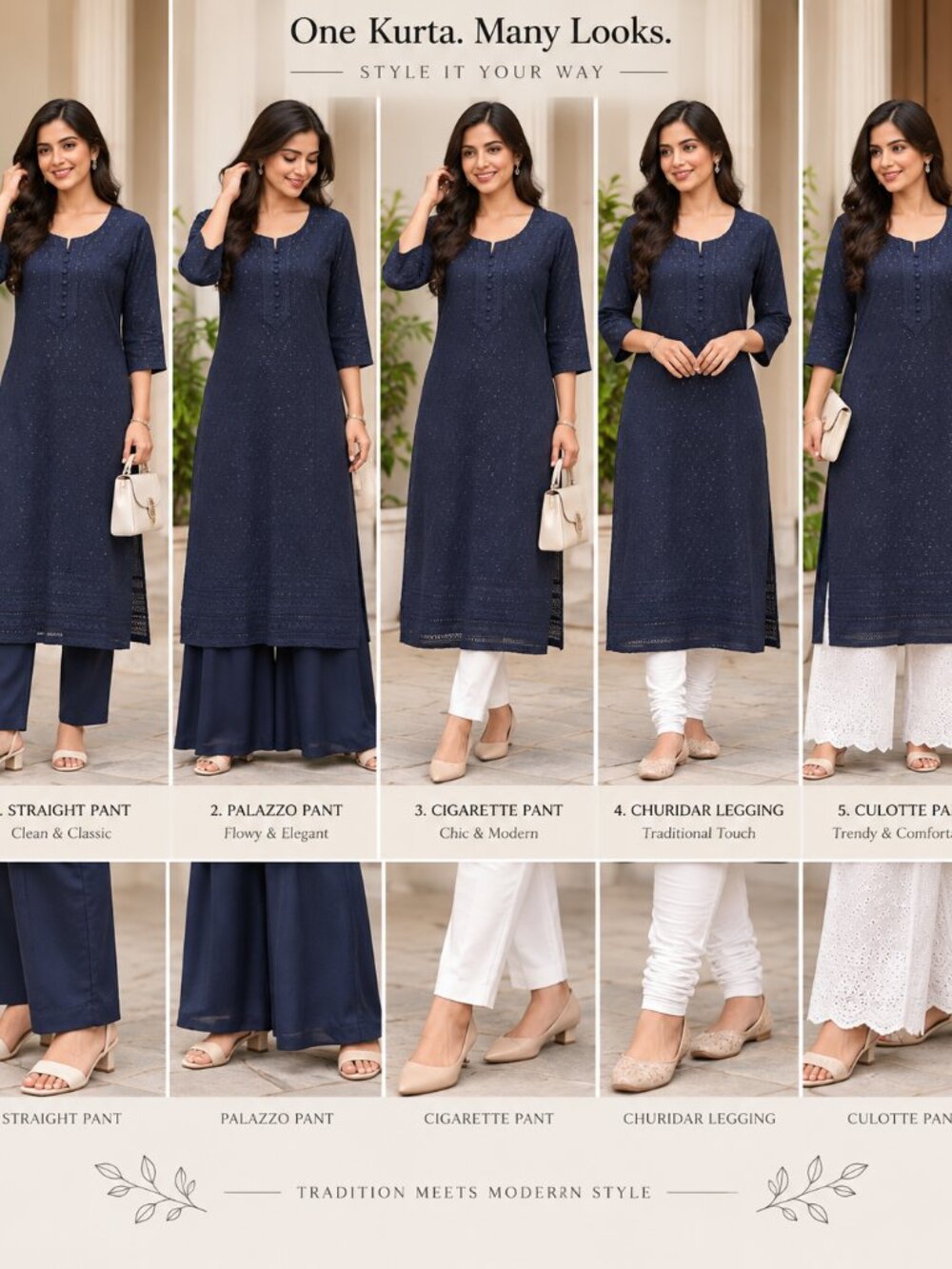 Navy Blue Sequin Embroidered Long Kurti Dress